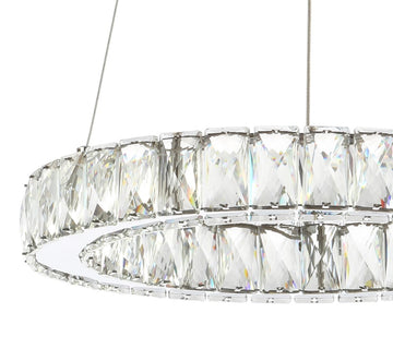 Reese 15.7" Adjustable Integrated LED Metal/Crystal Pendant Pendant - JONATHAN Y